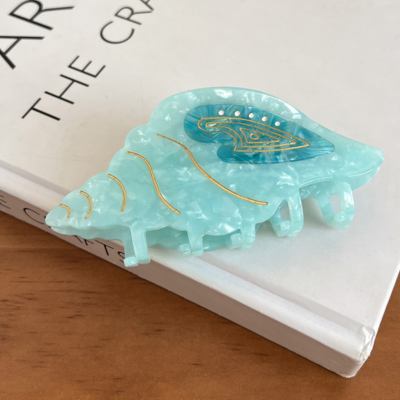 OEM 11.5cm Large Jellyfish Splicing Engraving Acetate Claw Clips Conch Sea Animal Irregular Teeth