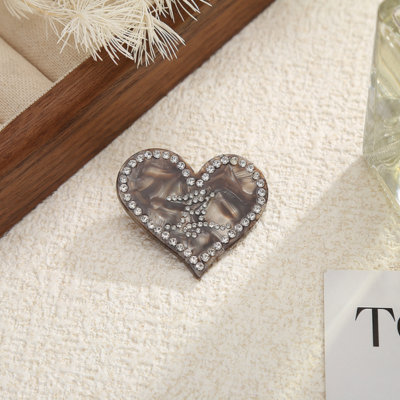 Colorful rhinestone heart-shaped acetate duckbill hair clip, sweet and versatile, perfect for side b