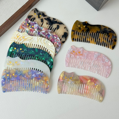 OEM Custom Bridesmaid Gift Leopard Hair Comb Acetate Hair Comb Wholesale Marble Pictographic Hair 