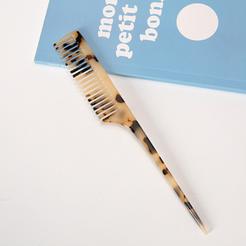 Acetic Acid Handle Hair Comb Simple Temperament Retro Marble Texture Long Handle Pointed Tail Comb