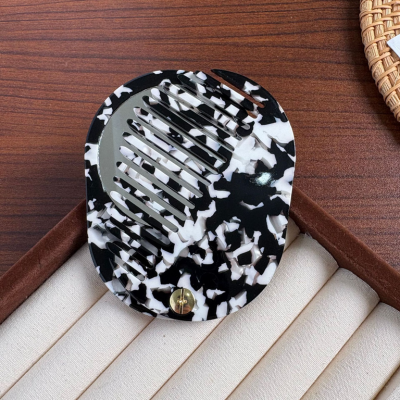 Custom Logo Portable Acetate Comb Thickened Foldable Two-in-One Makeup Mirror and Hairdressing Comb