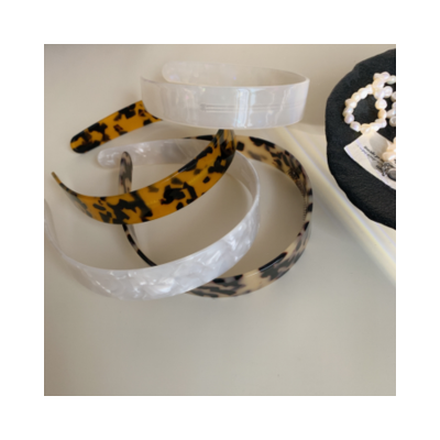 French classic and stylish wide acetate amber leopard print headband, non-slip toothed headband, glo