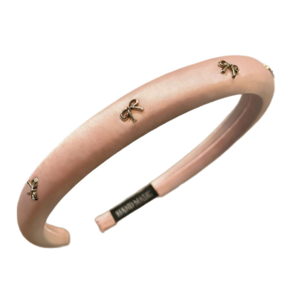 Temperament Satin High-end Retro Bow New Simple Silver Solid Color High Skull Headband Accessory