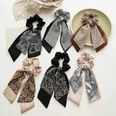 Women's high-end scrunchie hairband, hair tie, French bow ribbon hair accessory