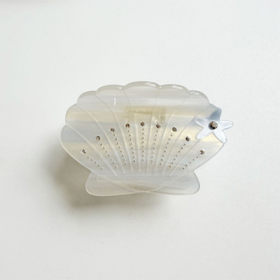 Seashell Shaped Acetate Hair Claw Clips - Ocean Themed Acetic Acid Hair Clamps with Rhinestone & Cor